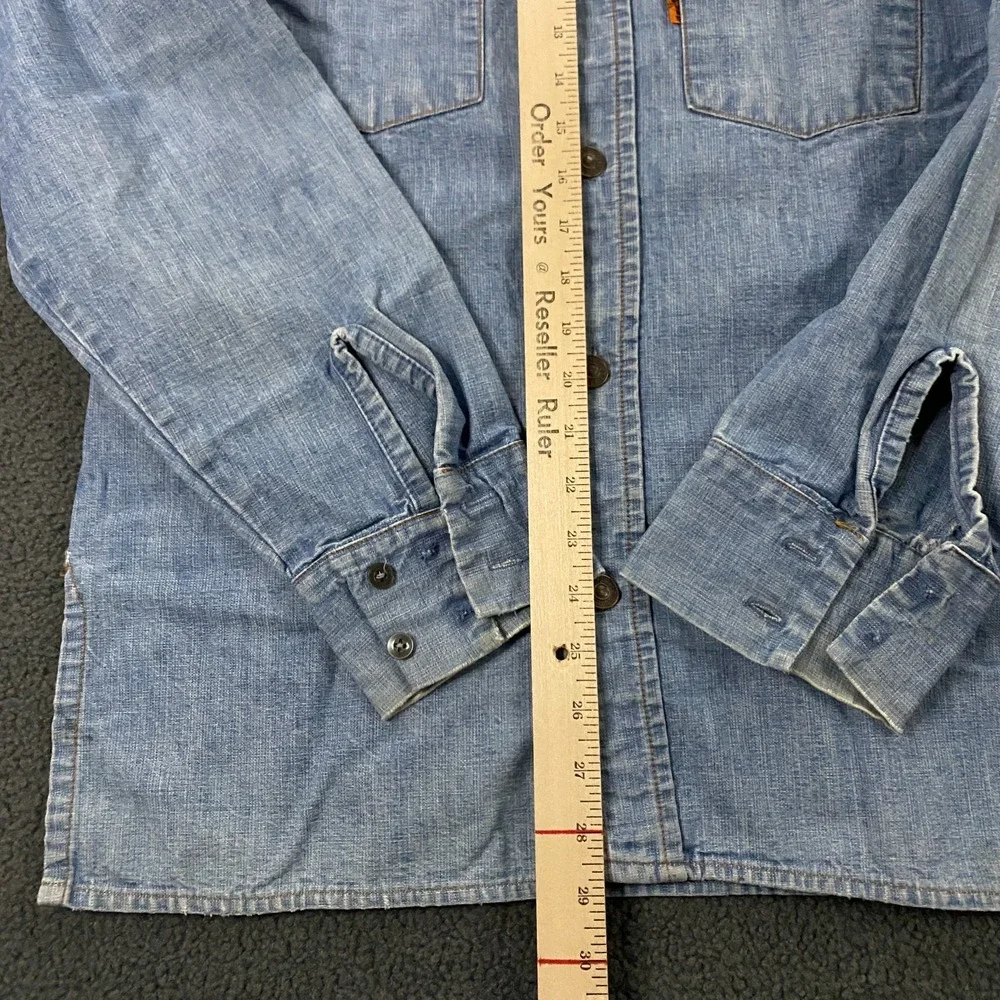 Vintage Levi's Denim Shirt Medium Orange Tab Dagger‎ Collar Western Jean 70s